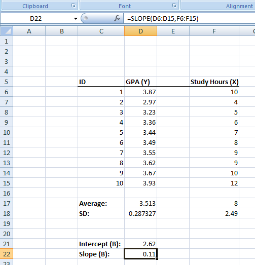 computing-the-slope-in-excel