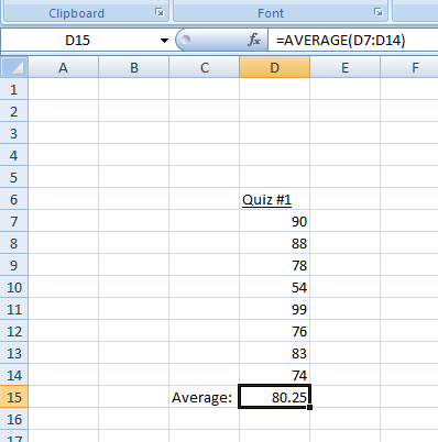 Figure 1: The Average in Excel