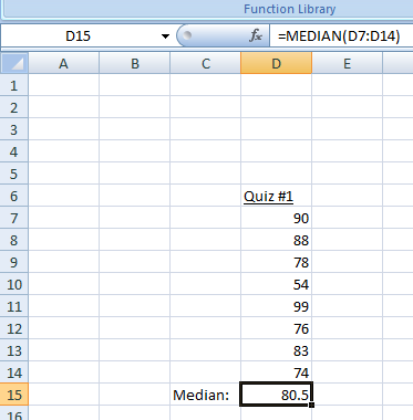 Figure 13: The Median in Excel.